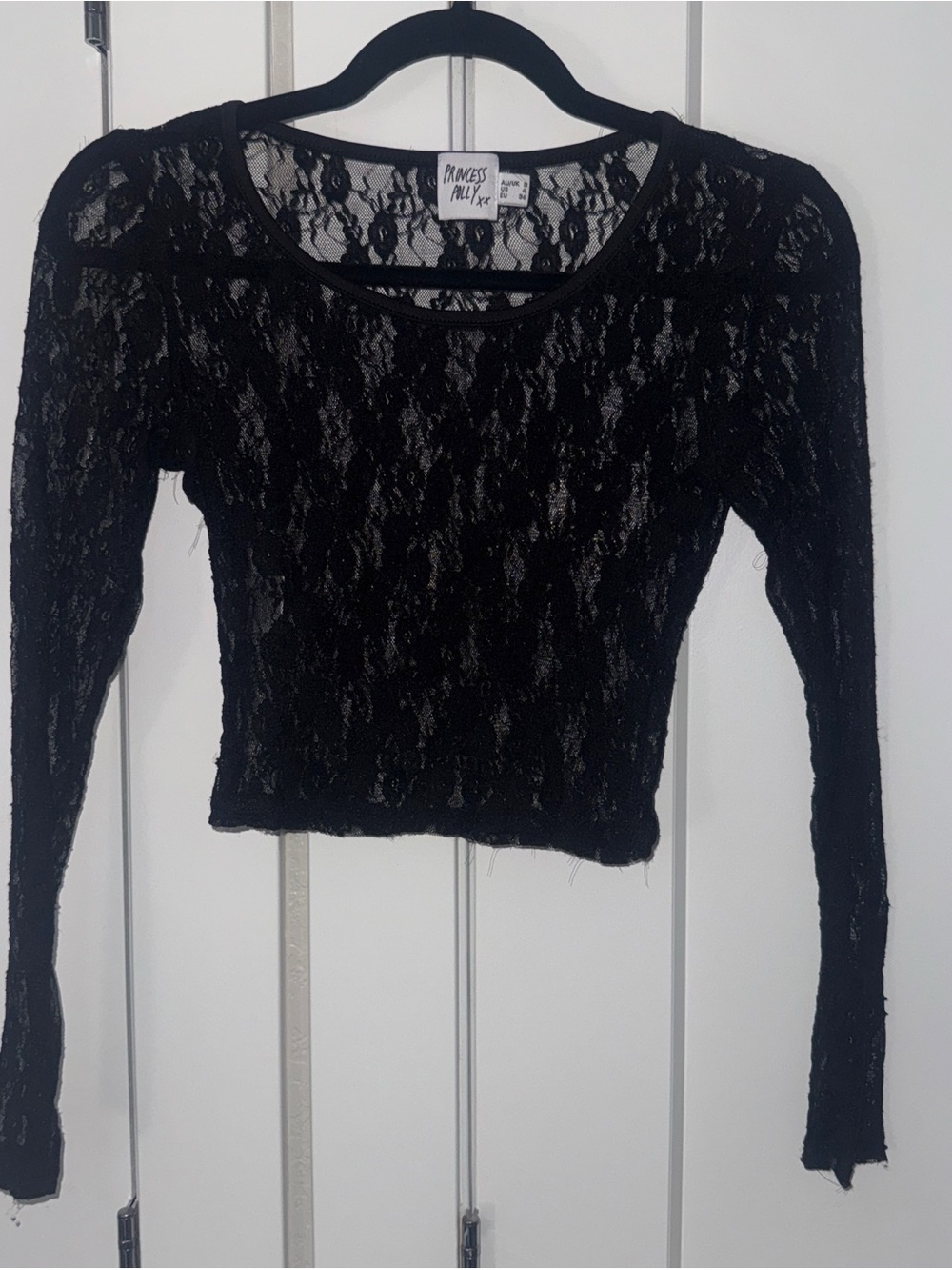 Princess Polly Black Sheer Lace Long Sleeve top